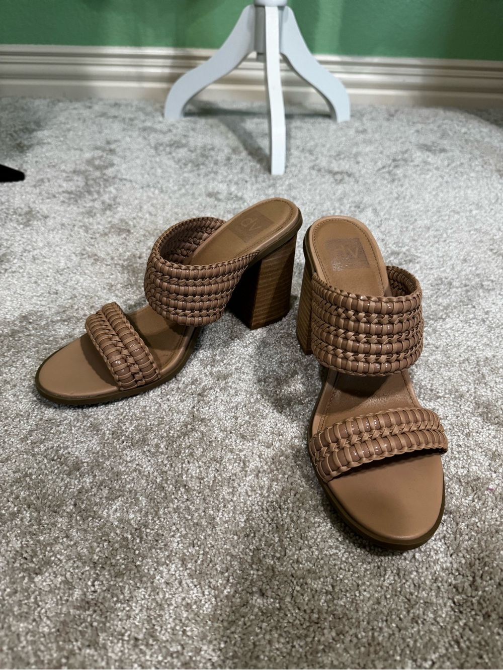 Dolce Vita Tan Braided Double-Band Block Heel Sandals